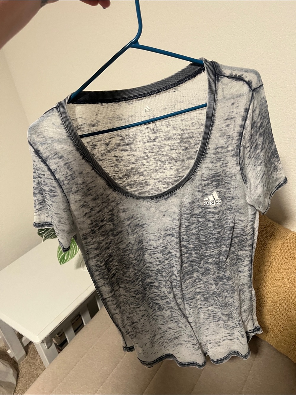 adidas Women's Gray Marbled Scoop Neck Tee